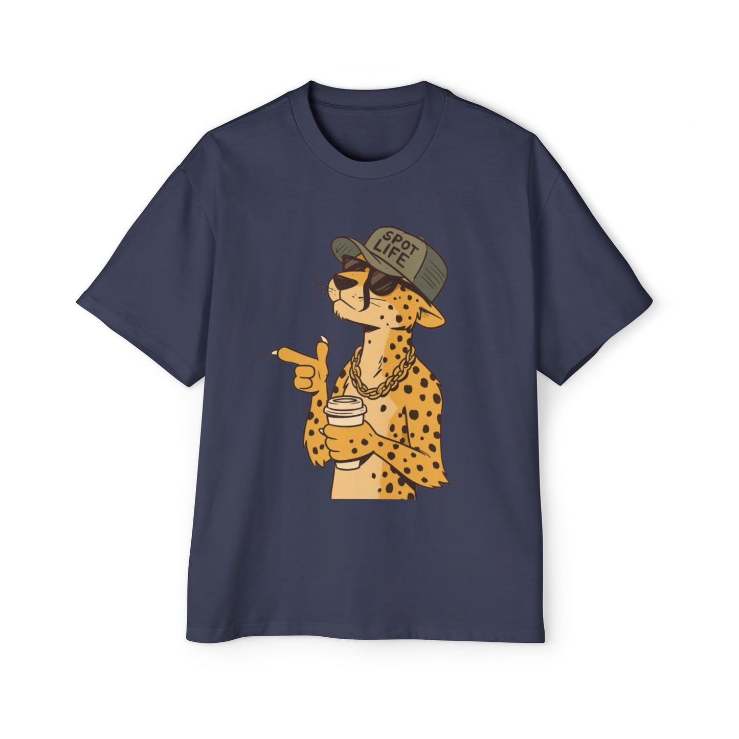 🐆 "Spot Life" Cheetah Streetwear Oversized T-Shirt – Urban Cool Attitude Tee