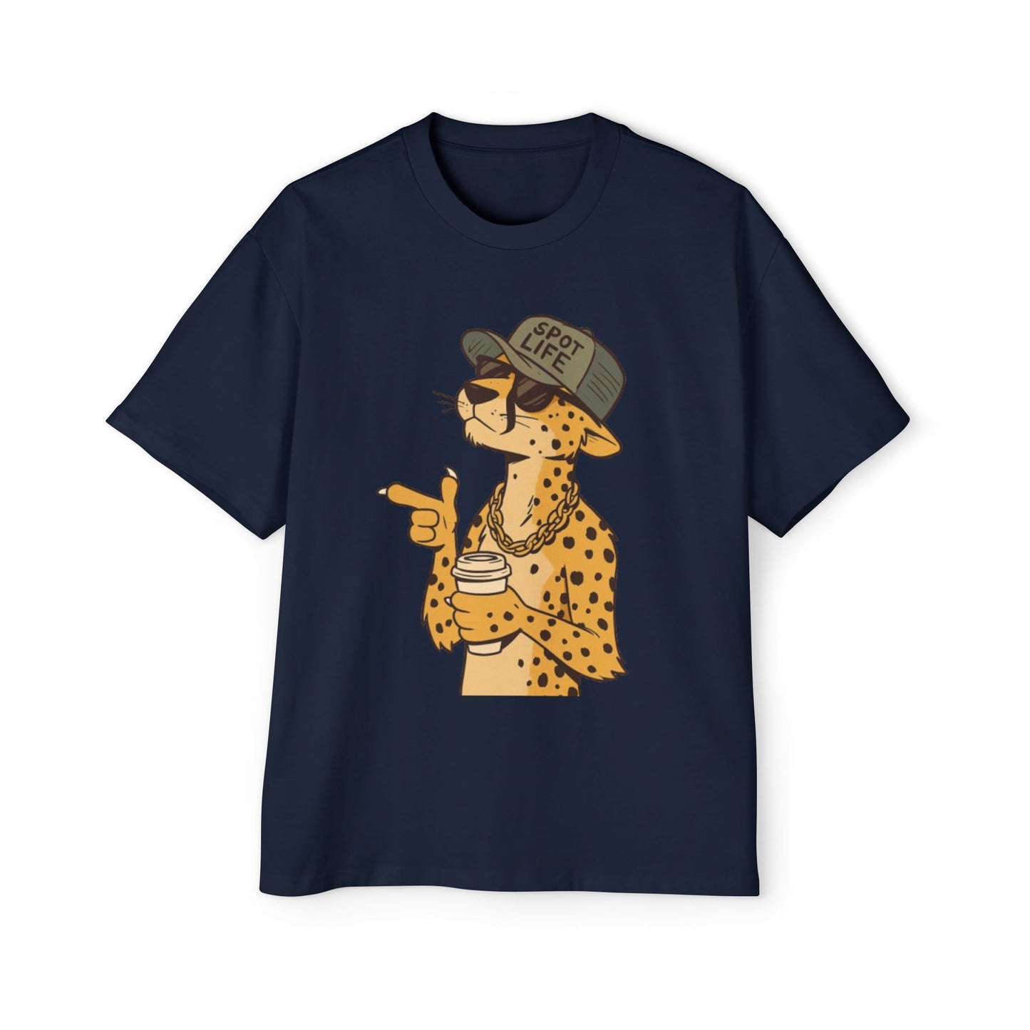 🐆 "Spot Life" Cheetah Streetwear Oversized T-Shirt – Urban Cool Attitude Tee