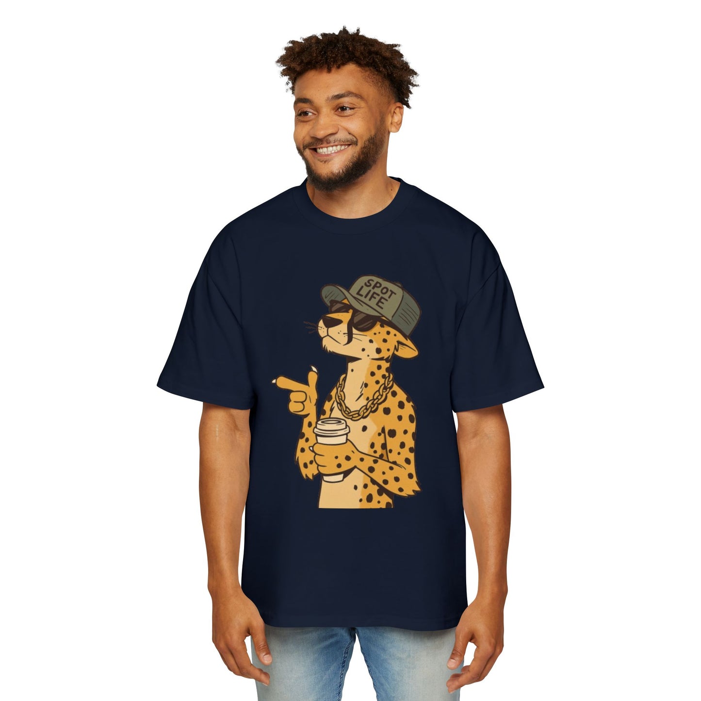 🐆 "Spot Life" Cheetah Streetwear Oversized T-Shirt – Urban Cool Attitude Tee