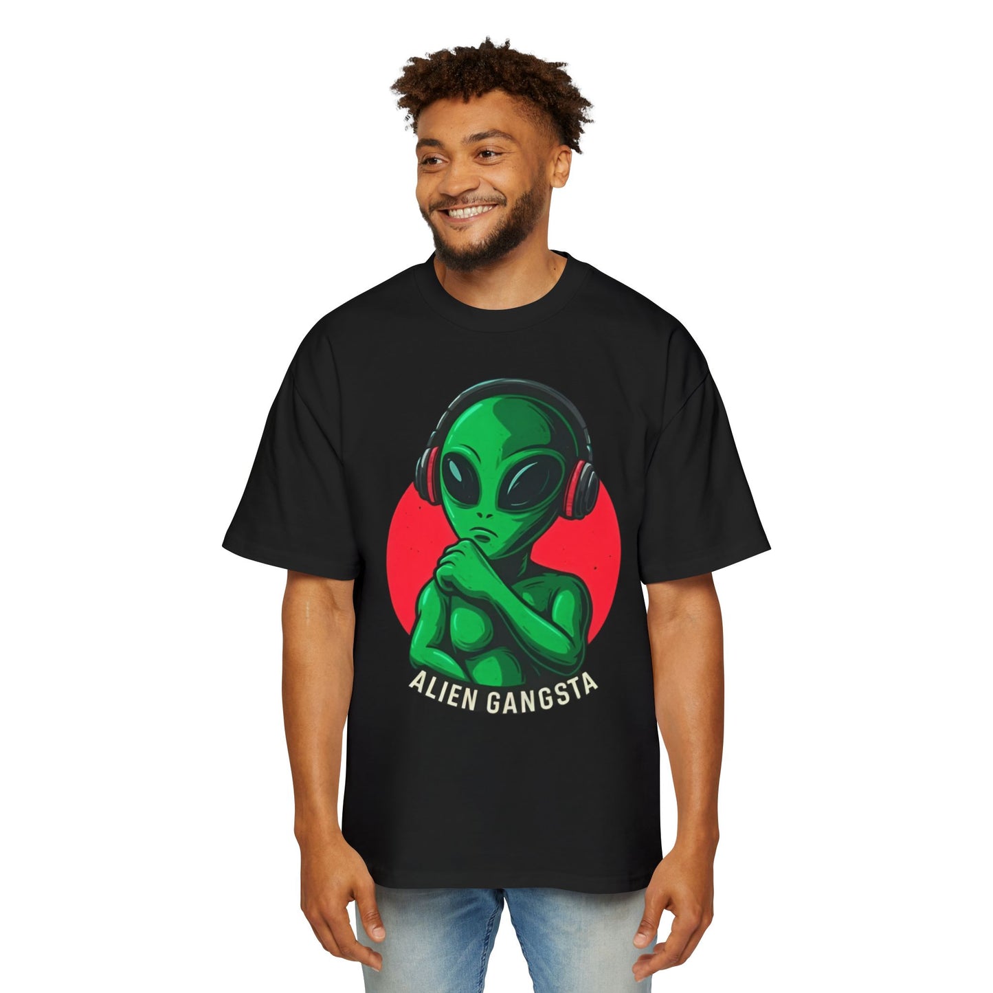 Alien Gangsta with Headphones Black T-Shirt – Cool Graphic Tee