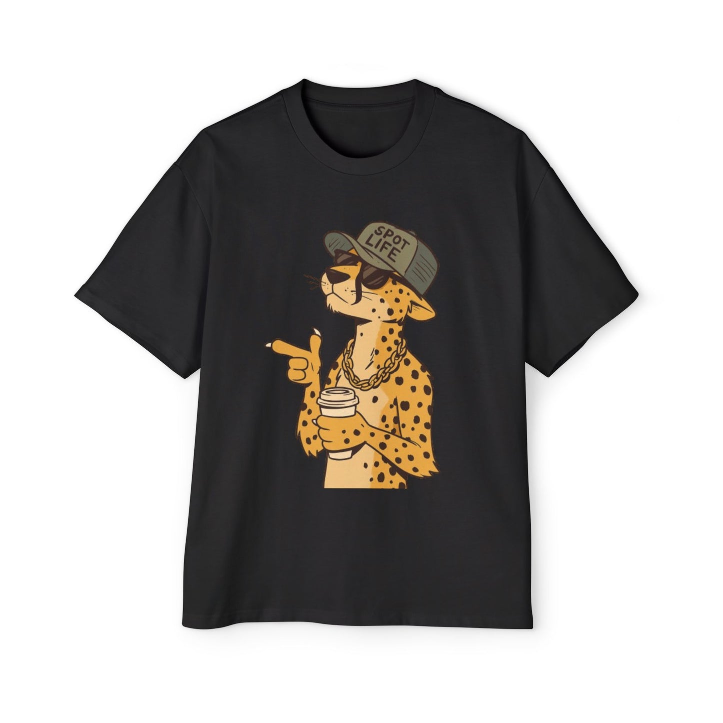 🐆 "Spot Life" Cheetah Streetwear Oversized T-Shirt – Urban Cool Attitude Tee