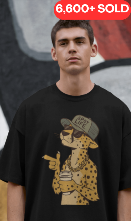 🐆 "Spot Life" Cheetah Streetwear Oversized T-Shirt – Urban Cool Attitude Tee